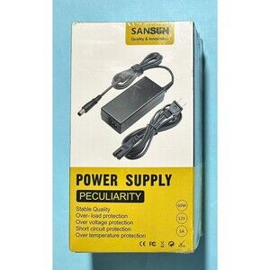 12V AC input range Sansun  Power Supply  60W 12V 5A   Hi Op temp. New in Box ,